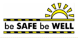 banner with safety message be safe be well promoting wellbeing and awareness